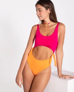 BAÑADOR BUBBALOO · MAGENTA Y NARANJA
