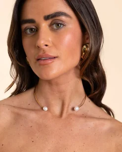 CHOKER DUO PEARLS · BAÑO ORO