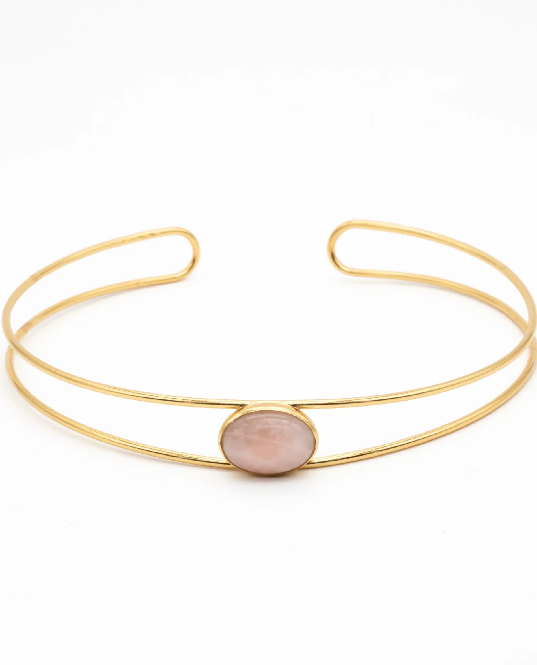 CHOKER ROSE QUARTZ · BAÑO ORO