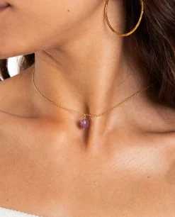 COLLAR SINGLE AMETHYST · BAÑO ORO