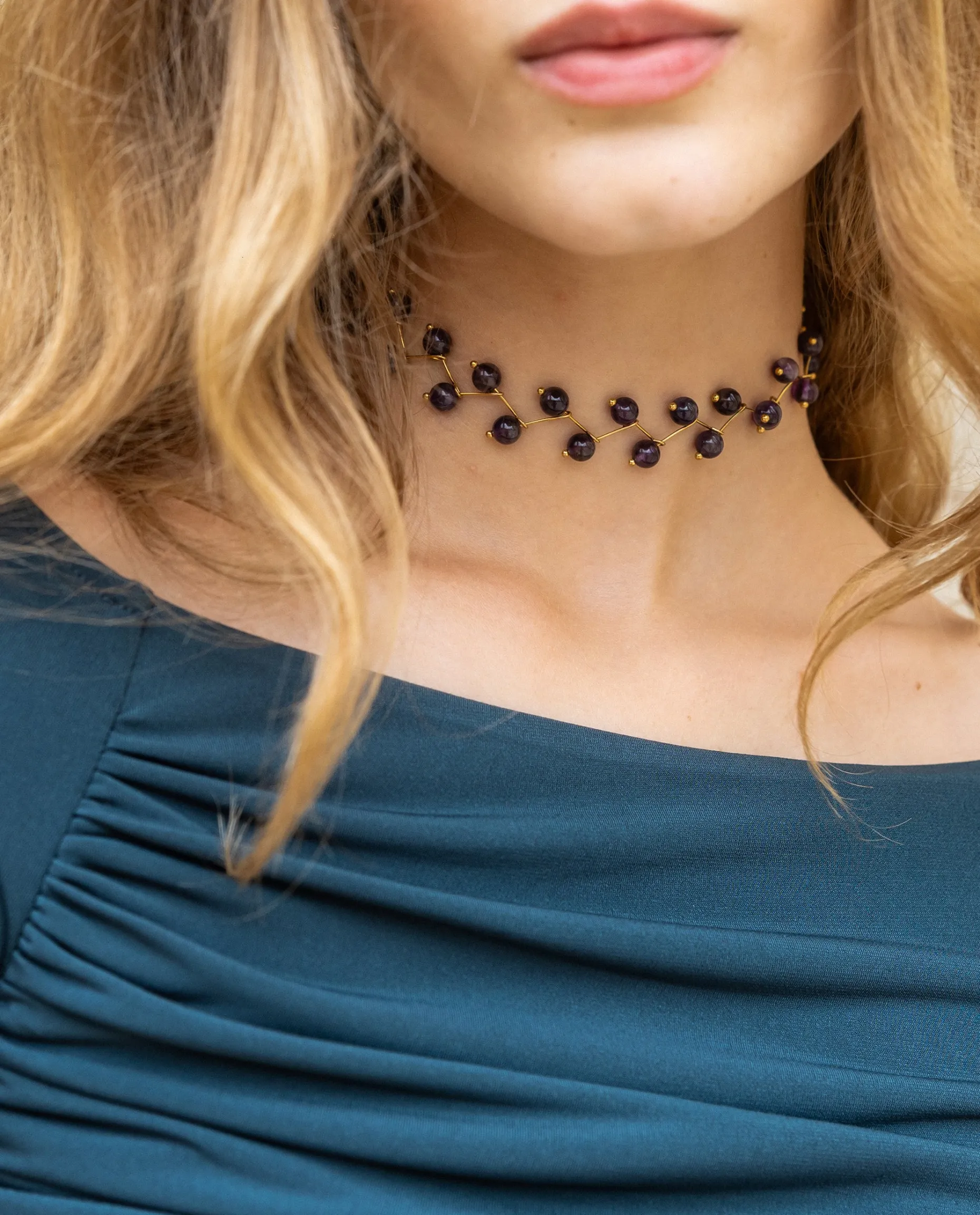 COLLAR ZIGY AMETHYST · ACERO BAÑO ORO