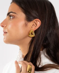 PENDIENTES CLEO · ACERO BAÑO ORO