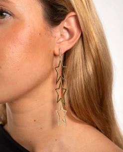 PENDIENTES DANCING SHINY STARS · BAÑO ORO
