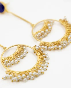 PENDIENTES GOLDSTONE · DORADO Y AZUL