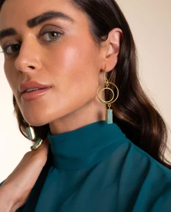 PENDIENTES HOPE AMAZONITE · BAÑO ORO