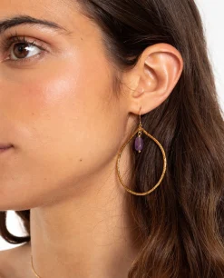 PENDIENTES TEAR AMETHYST · BAÑO ORO