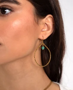 PENDIENTES TEAR TURQUOISE · BAÑO ORO