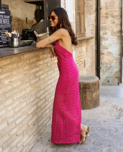 VESTIDO CASCAIS · FUCSIA Y BURDEOS