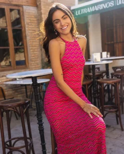VESTIDO CASCAIS · FUCSIA Y BURDEOS