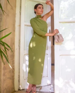 VESTIDO MRS. DE ROJAS · VERDE OLIVA